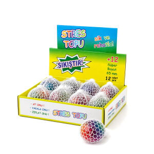 SQUEEZE BALL 151-5 ( FİLELİ ) ( BEYİN ) STRES TOPU ( SIKIŞTIRMALI SULU TOPLAR ) ( 65MM )*12X20