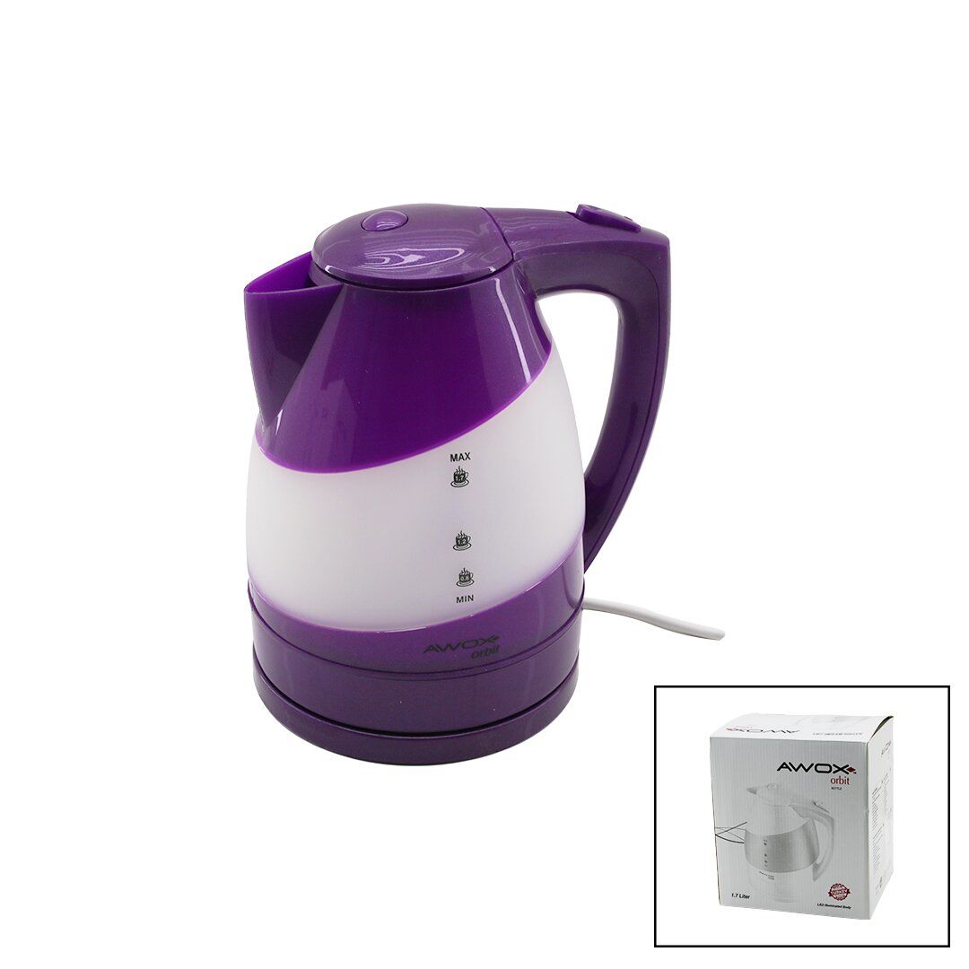 AWOX (MÜRDÜM) (ORBİT) (PLASTİK) KETTLE SU ISITICISI (1.7LT) ( 2000W ) ( 360° & LEDLİ ŞEFFAF GÖVDE ) (GİZLİ REZİSTANS) (KİLİTLİ KAPAK)*12
