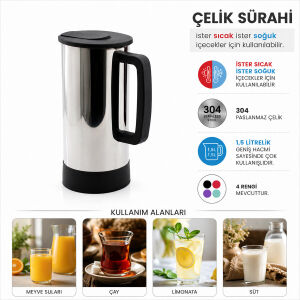 KRT-1139 FRESHBOX ( GRİ & PASLANMAZ ÇELİK ) ( SICAK & SOĞUK ) ÇELİK SÜRAHİ*24