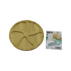 İBİCO İ22-180 ( YUVARLAK ) ( 5 BÖLMELİ ) AHŞAP BAMBU SERVİS SUNUM TEPSİ & TAHTASI ( 20 X 1.4CM )*36