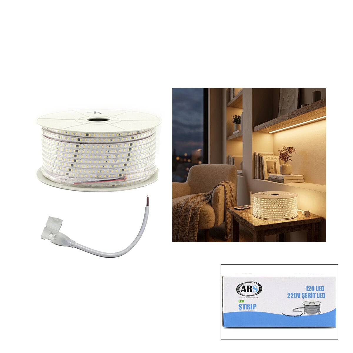 ARS-348983 ( 100MT ) ( 3000K & GÜN IŞIK ) DIŞ MEKAN ŞERİT LED 220V ( 120LED )*1