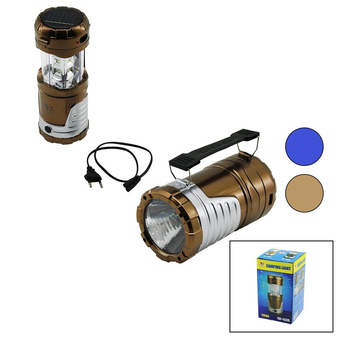 KIRGIL CAMPING LIGHT-7088B (2IN1) (1W+12LED) (SOLAR & FİŞ ŞARJLI) (LÖKÜS MODEL) KAMP LAMBA (FENER&POWERBANK)PLASTİK TUTMA KULP*72