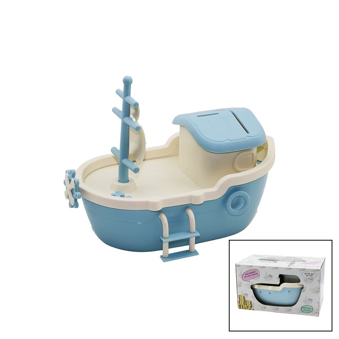 HOUSE BY HOUSE UR-3497 (BÜYÜK) (GEMİ) KUMBARA (KİLİTLİ) (RENKLİ PLS.) (TBN:10X18CM & GÜVERTE: 14.5X24.5CM Y: 8-10-13CM)*18