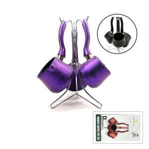 VELLA EN 13750/2002 ( 4PCS ) ( 230-280-380ML ) GRANİT & ÇELİK CEZVE RENKLİ ( METAL STANDLI )*8