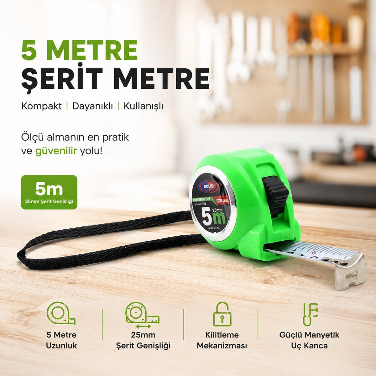 SOLİD MEASURING TAPE  ( 5MTX25MM ) LUX ŞERİT METRE *12X16