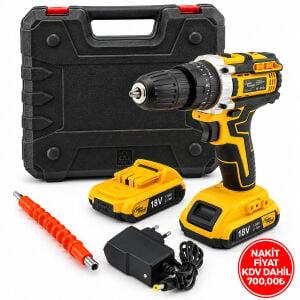 LIEBER GERMAN ATS1402 ( SARI ) ( 1850 RPM ) (STANLIY-CORDLESS) ( 18W ) ŞARJLI MATKAP SETİ ÇANTALI*10