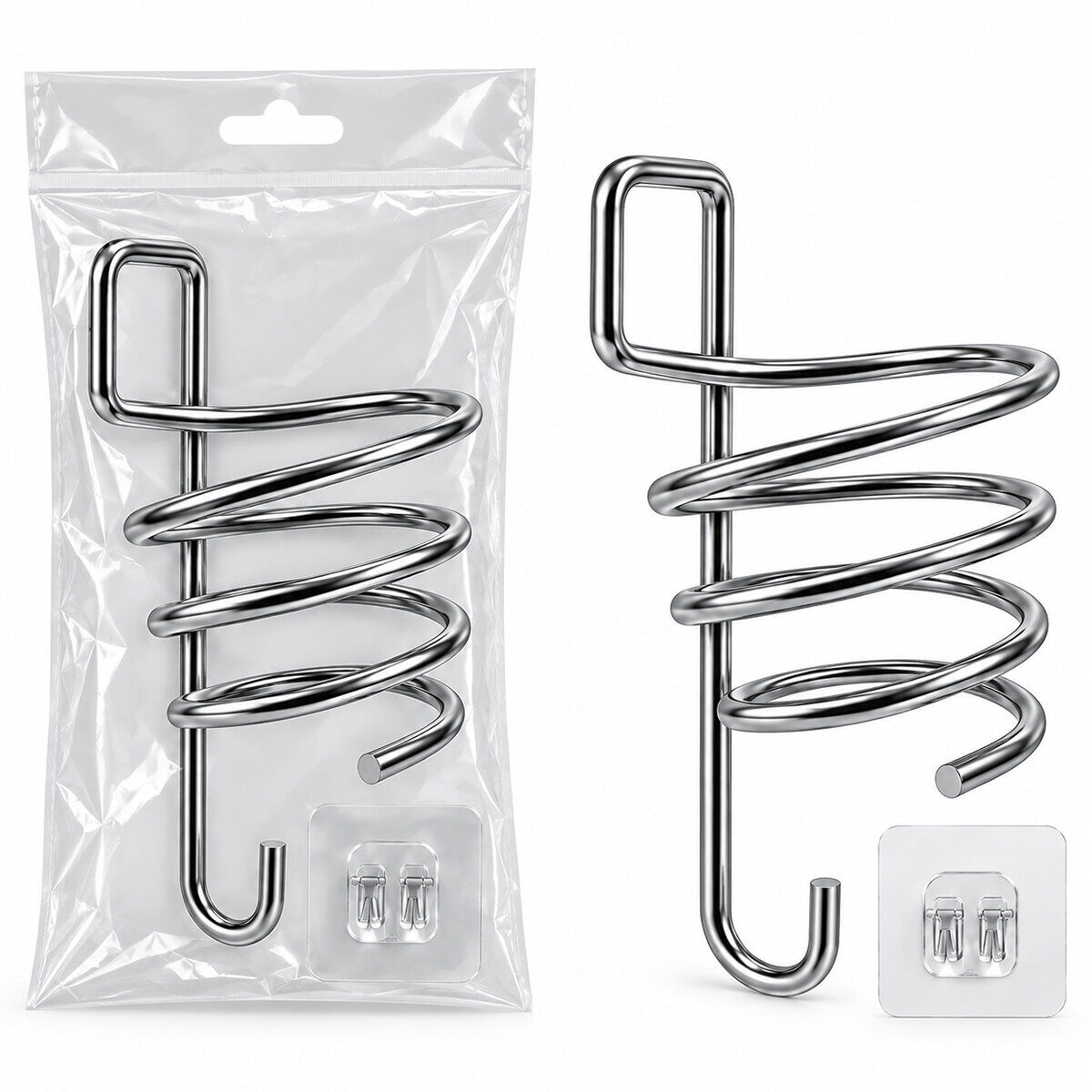 KRT-1162 ( KROM & METAL ) FÖNLÜK FÖN MAKİNE ASKISI ( YAPIŞKAN ASKILI )*50