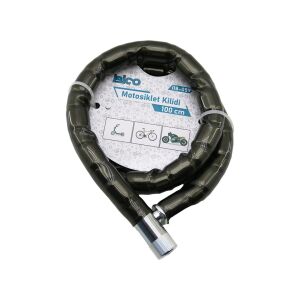 İBİCO İ18-059 ( TÜP ANAHTARLI ) ( METAL KAFA ) ( ÇELİK ) MOTOR & BİSİKLET KİLİT ( SİLİNDİRİK SPİRAL KİLİT ) ( SİYAH KILIF ) ( 22MM X 100CM )*30