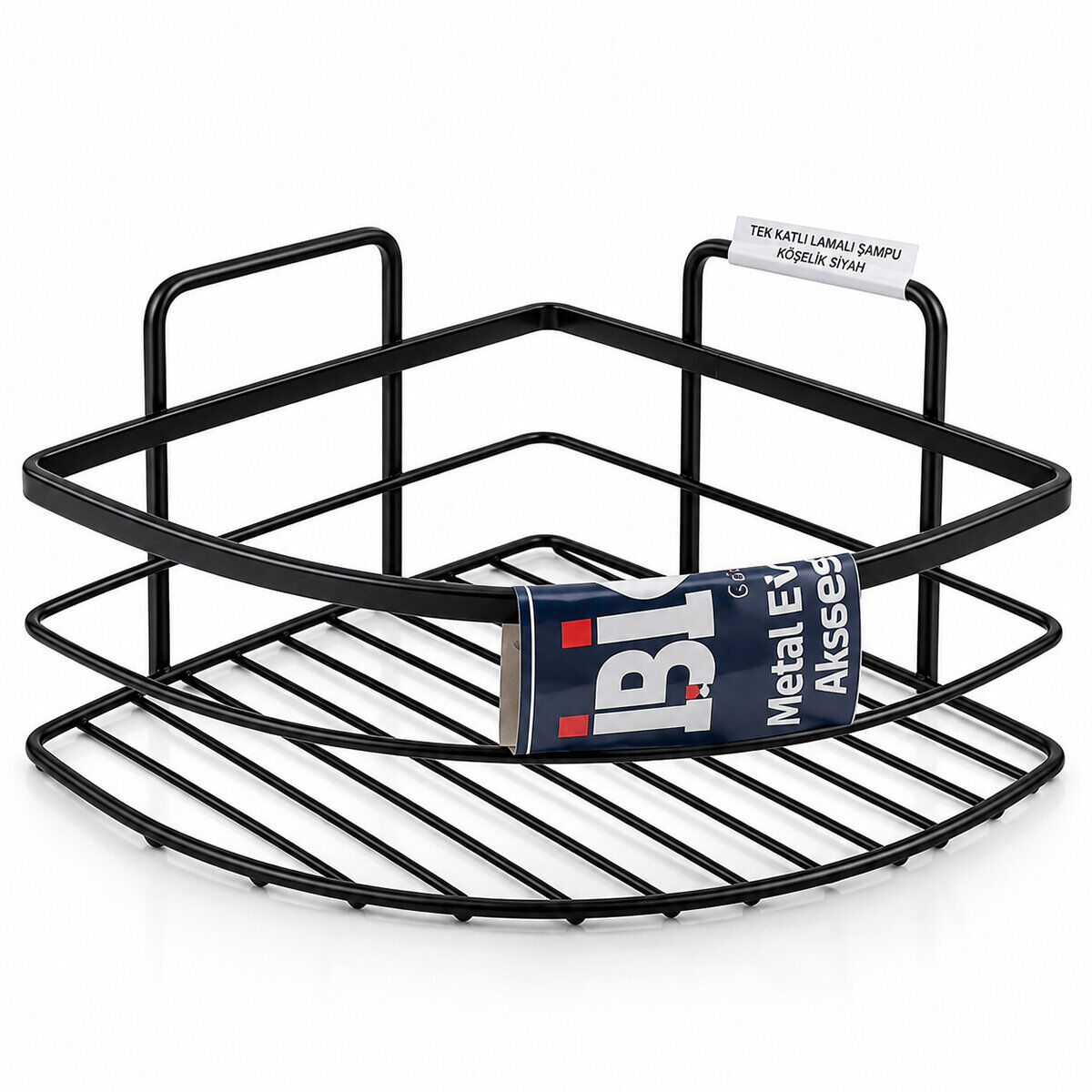 İBİCO K13-101 ( LAMALI ) ( TEK KATLI & ÜÇGEN ) ( SİYAH ) ( METAL ) BANYO KÖŞELİK & DUŞKABİN RAF*60