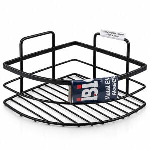 İBİCO K13-101 ( LAMALI ) ( TEK KATLI & ÜÇGEN ) ( SİYAH ) ( METAL ) BANYO KÖŞELİK & DUŞKABİN RAF*60