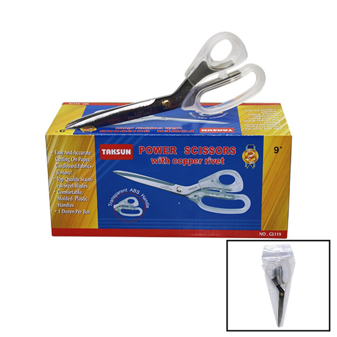 TAKSUN GL-119  ( 9'' ) TERZİ MAKASI ŞEFFAF SAPLI*12X12