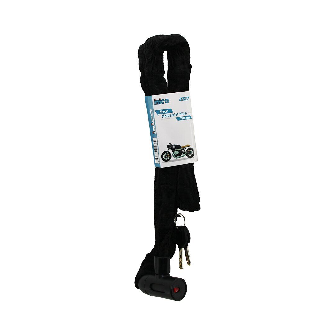 İBİCO İ18-064 ( ZİNCİRLİ ) ( ANAHTARLI )  MOTOR & BİSİKLET KİLİT ( BEZ KILIFLI ) ( AÇ-KAPA KİLİT KAPAK ) ( 150CM )*50