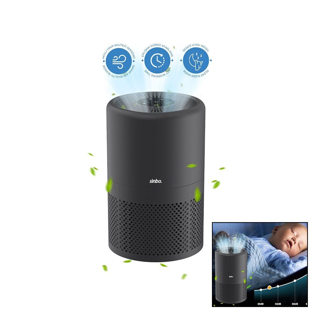 SİNBO SAP-5507 ( GRİ ) HAVA TEMİZLEME CİHAZI ( OTOMATİK FAN ) ( 3 KADEME FİLTRELEME ) ( LED AYDINLATMA ) ( SESSİZ UYKU MOD )*2