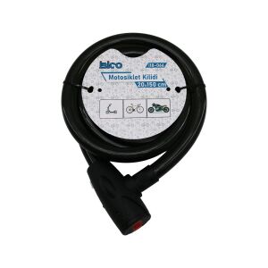 İBİCO İ18-066 ( ANAHTARLI ) ( AÇ-KAPA KİLİT KAPAKLI ) MOTOR & BİSİKLET KİLİT ( ÇELİK TEL ) ( SİYAH ŞEFFAF KILIF ) ( 20MMX150CM )*30