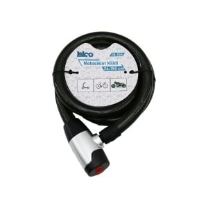 İBİCO İ18-068 ( ANAHTARLI ) ( AÇ-KAPA KİLİT KAPAKLI ) MOTOR & BİSİKLET KİLİT ( ÇELİK TEL ) ( SİYAH ŞEFFAF KILIF ) ( 24MMX150CM )*30