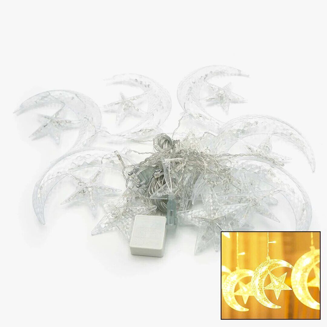 KRD-7919 ( AY-YILDIZ ) ( 3MT & FİŞLİ ) ( EKLEMELİ & FONKSİYONLU ) LUX SARKIT PERDE LED & DEKOR LAMBA*50