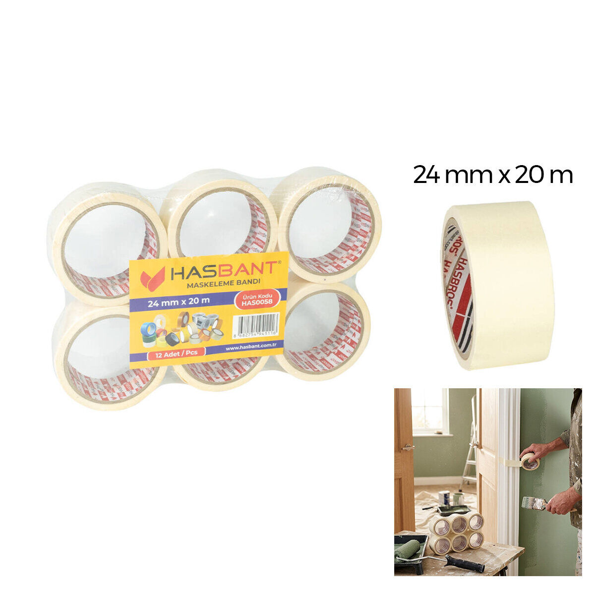 BANTİX ( 24MM X 20YARDS ) MASKELEME BANT ( BANDI )*12X6