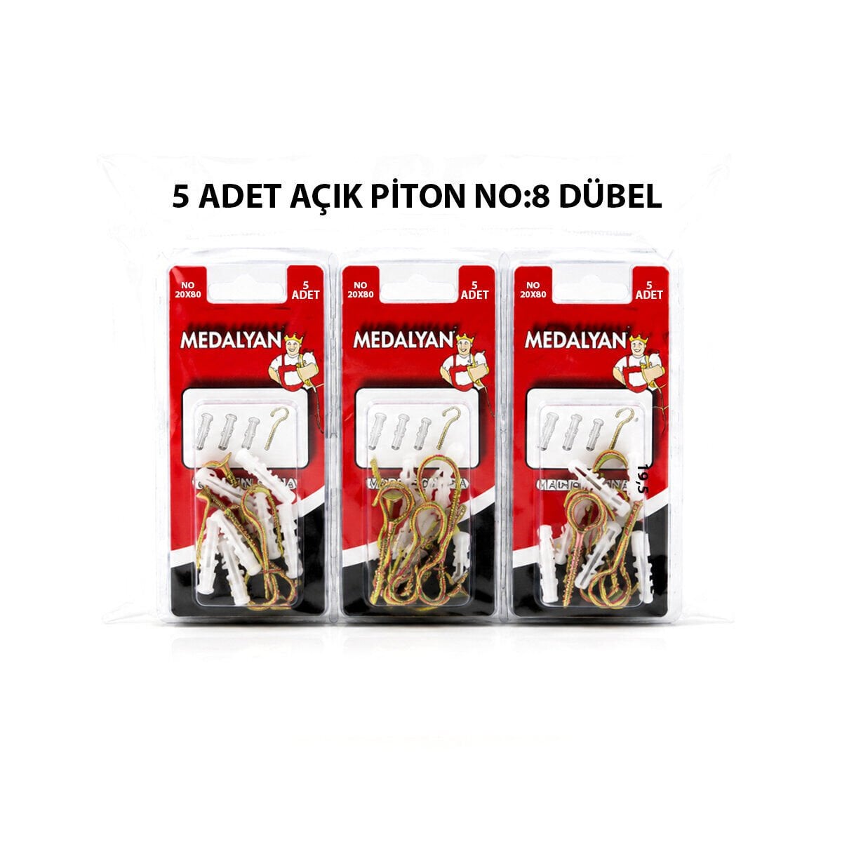 MEDALYAN DL-27 ( 20X80 ) ( 5PCS ) AÇIK PİTON DÜBELLİ*12X10
