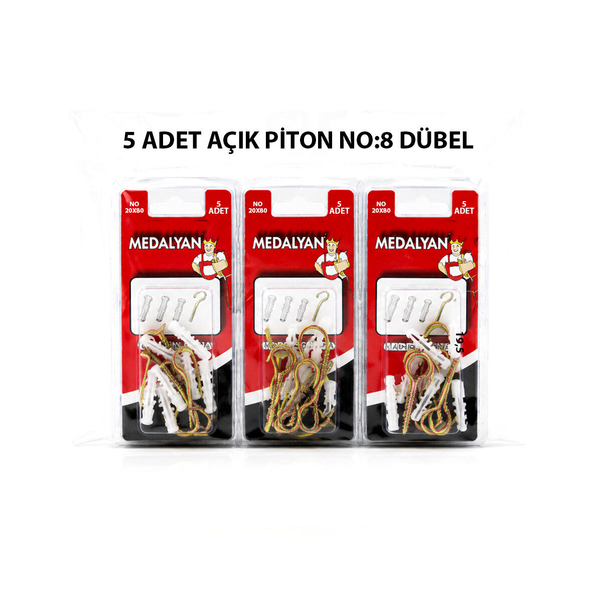 MEDALYAN DL-27 ( 20X80 ) ( 5PCS ) AÇIK PİTON DÜBELLİ*12X12