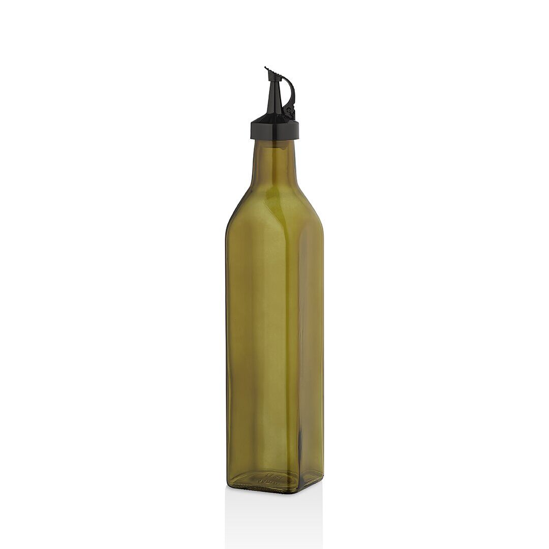 QLUX C-00407 ( YEŞİL ) ( CAM ) ORGANİK YAĞDANLIK ŞİŞE ( 750ML ) ( PLASTİK KİLİTLİ KAPAK )*12=K