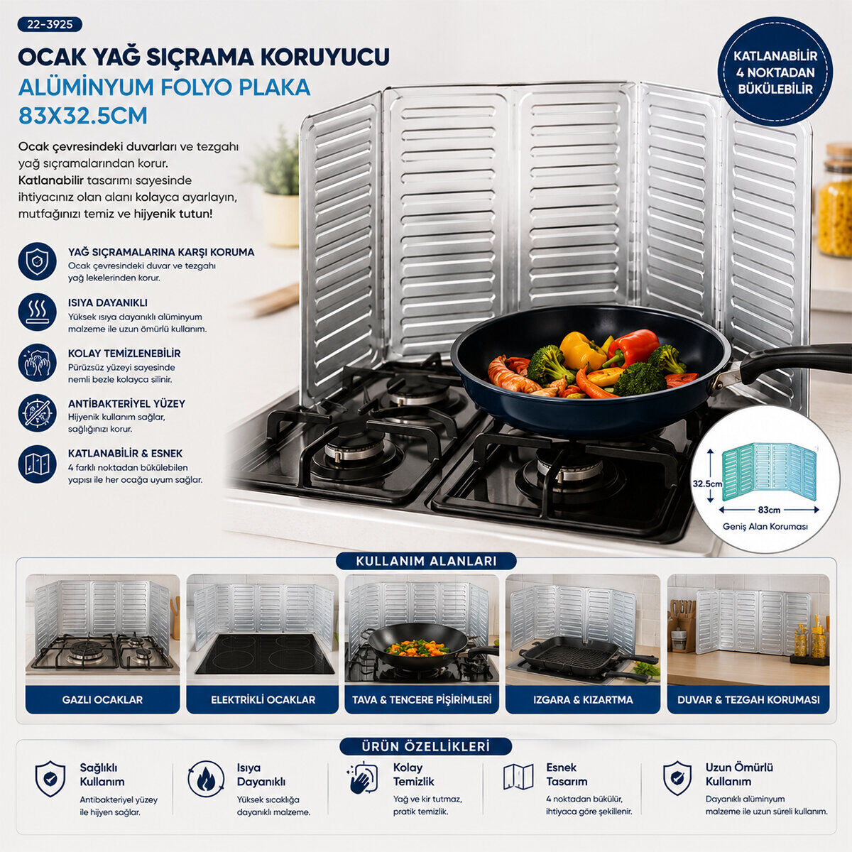 İBİCO İ22-455 OCAK YAĞ SIÇRAMA KORUYUCU ALÜMİNYUM FOLYO PLAKA ( 84X32.5CM )*100