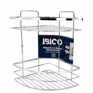 İBİCO K13-012 ( LAMALI ) ( 2 KATLI & ÜÇGEN ) ( KROM ) ( METAL ) BANYO KÖŞELİK & DUŞKABİN RAF*12=K