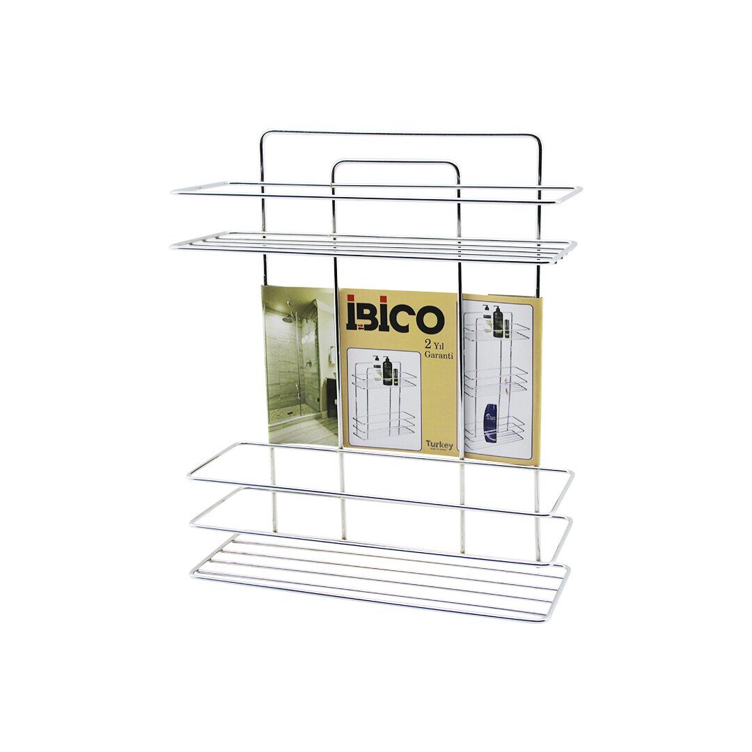 İBİCO K13-014 ( 2 KATLI & DİKDÖRTGEN ) ( KROM ) ( METAL ) BANYO KÖŞELİK & DUŞKABİN RAF & ŞAMPUANLIK*12