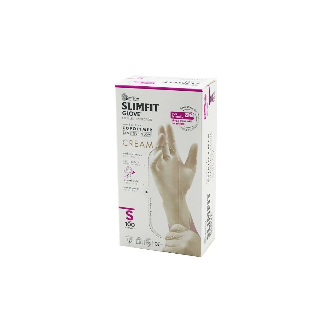 REFLEX SLİMFİT GLOVE KOD-030 ( S ) ( KREM ) ( PUDRASIZ ) MUAYENE ELDİVEN 100LÜ*1X20