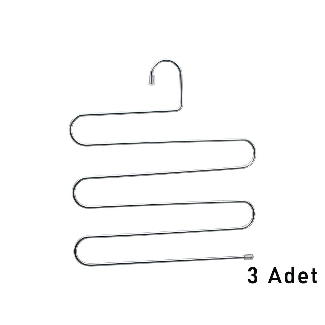 YAKUT-2686 ( 3PCS ) KROM AKILLI PANTOLON ASKI ( DOLAP İÇİ YER KAZANDIRAN PANTOLON & GİYSİ ASKISI )*20=K