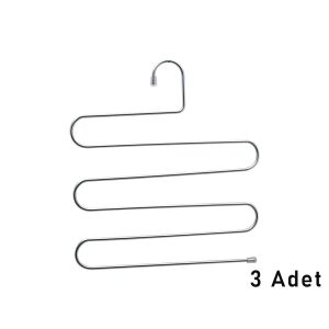 YAKUT-2686 ( 3PCS ) KROM AKILLI PANTOLON ASKI ( DOLAP İÇİ YER KAZANDIRAN PANTOLON & GİYSİ ASKISI )*20=K