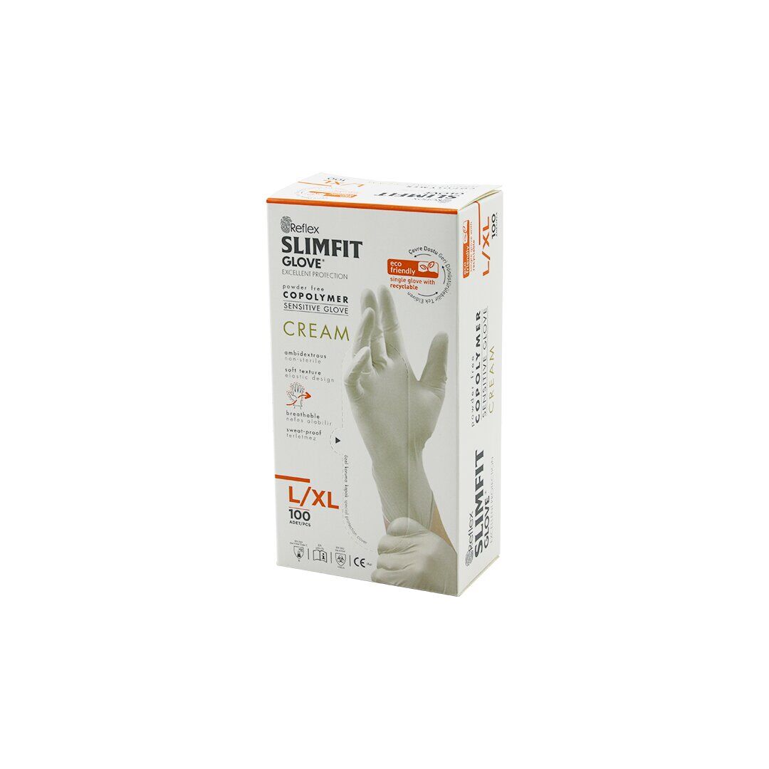 REFLEX SLİMFİT GLOVE KOD-028 ( L-XL ) ( KREM ) ( PUDRASIZ ) MUAYENE ELDİVEN 100LÜ*1X20
