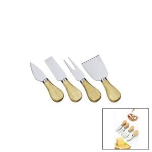 L CHEESE KNİFE SET BAYSA-1611 ( 4PCS ) PEYNİR BIÇAK SETİ ( AHŞAP BAMBU SAPLI )*240