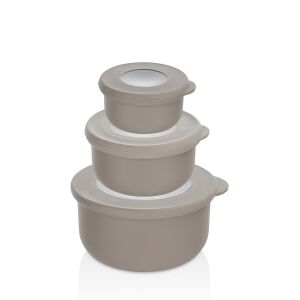 QLUX L-00957 QLİFE ( 3PCS SET=100ML+250ML+500ML ) KAPAKLI KASE & SAKLAMA KABI SET ( PENCERELİ ŞEFFAF KAPAK )*24=K