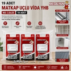 MEDALYAN DL-101 ( 3.9X25 ) ( 19PCS ) MATKAP UÇLU VİDA*12X10