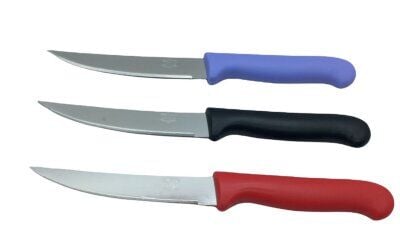 TUJO KNIVES-2280 ( TEKLİ ) ( BÜYÜK ) ( TIRTIRLI ) SEBZE & EKMEK BIÇAK ( RENKLİ PLSATİK SAPLI )*12X24