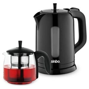 SİNBO STM-5840 ( ELEKTRİKLİ ) ( CAM DEMLİKLİ ) ( PLASTİK ) ÇAY SETİ ÇAYCI ( 1600W ) ( 1.7LT & 0.7LT )*4