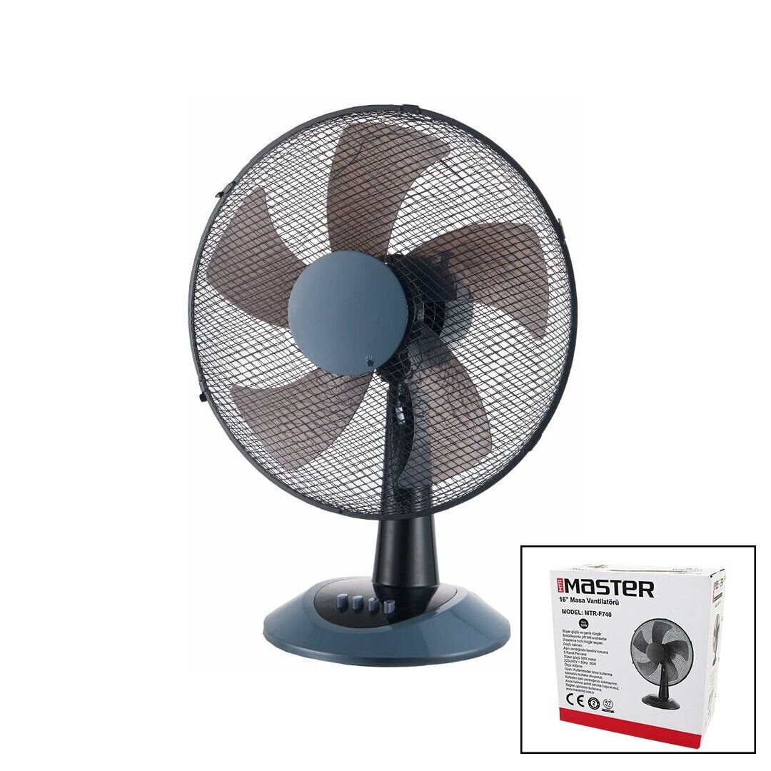 MASTER MTR-F740 ( 16'' İNÇ ) MASA ÜSTÜ VANTİLATÖR ( 50W ) ( 5 KANAT & 3 KADEME HIZ & ÇAP: 40CM ) FAN*2X3
