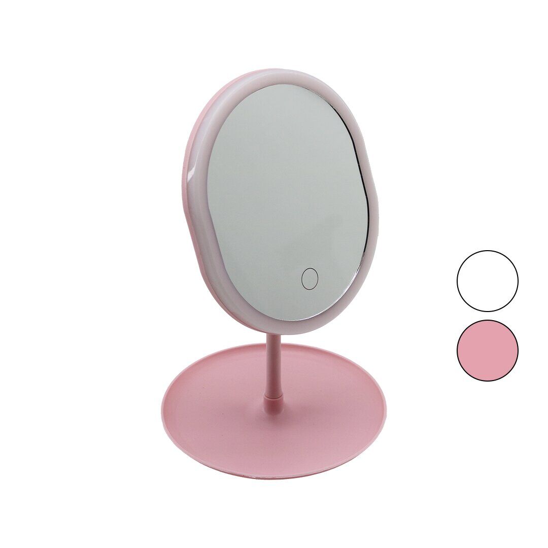 BAROTTİ DMR-9050 (LEDLİ & USB ŞARJLI) (YUVARLAK) (7'' & 17.5CM ) MAKYAJ AYNASI (90°AYARLI) (TAKILIKLI AYAK)(RENKLİ PLS.)*60