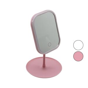 YAKUT-10667 ( D.GEN ) ( LEDLİ & USB ŞARJLI ) MAKYAJ AYNASI ( 90° AÇI AYARLI ) ( SEPETLİ AYAK ) ( RENKLİ PLS ) ( 14X18CM )*48