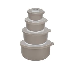 QLUX L-00989 BOWL ( 4PCS SET=900ML+500ML+250ML+100ML ) KAPAKLI KASE & SAKLAMA KABI SET ( PENCERELİ ŞEFFAF KAPAK )*18=K