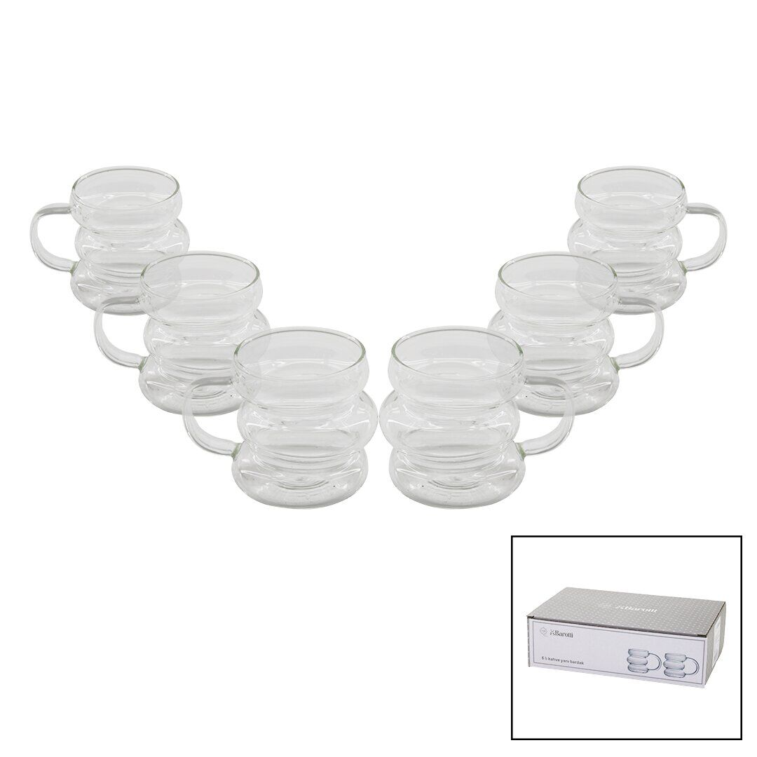 BAROTTİ DMR-8601 ( 6PCS ) ( 3 BOĞUMLU & ŞERİTLİ ) KAHVE YANI ( CAM ) BARDAK*40=K
