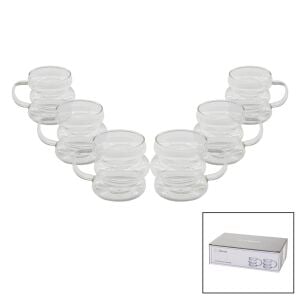 BAROTTİ DMR-8601 ( 6PCS ) ( 3 BOĞUMLU & ŞERİTLİ ) KAHVE YANI ( CAM ) BARDAK*40=K