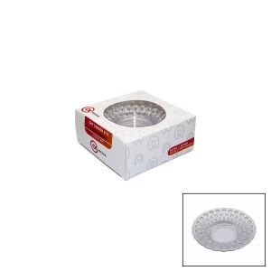 CENOA F-151 ( 6PCS ) ÇAY TABAK ( KALP DESENLİ ) ( ŞEFFAF & BEYAZ ) MİKA KRİSTAL*48