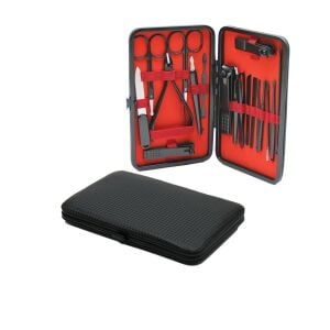 DMR-4941 ( 18PCS ) ( SİYAH ) DESENLİ MANİKÜR & PEDİKÜR SETİ ÇANTA ( CÜZDAN MODELİ )*120