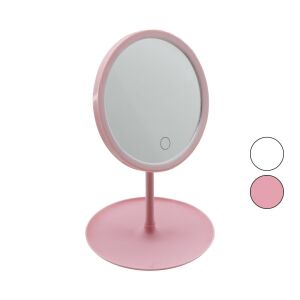 YAKUT-10669 ( YUVARLAK ) ( 7'' ) ( LEDLİ & USB ŞARJLI ) MAKYAJ AYNASI ( 90° AÇI AYARLI ) ( SEPETLİ AYAK ) (RENKLİ PLS) (17.4CM)*48