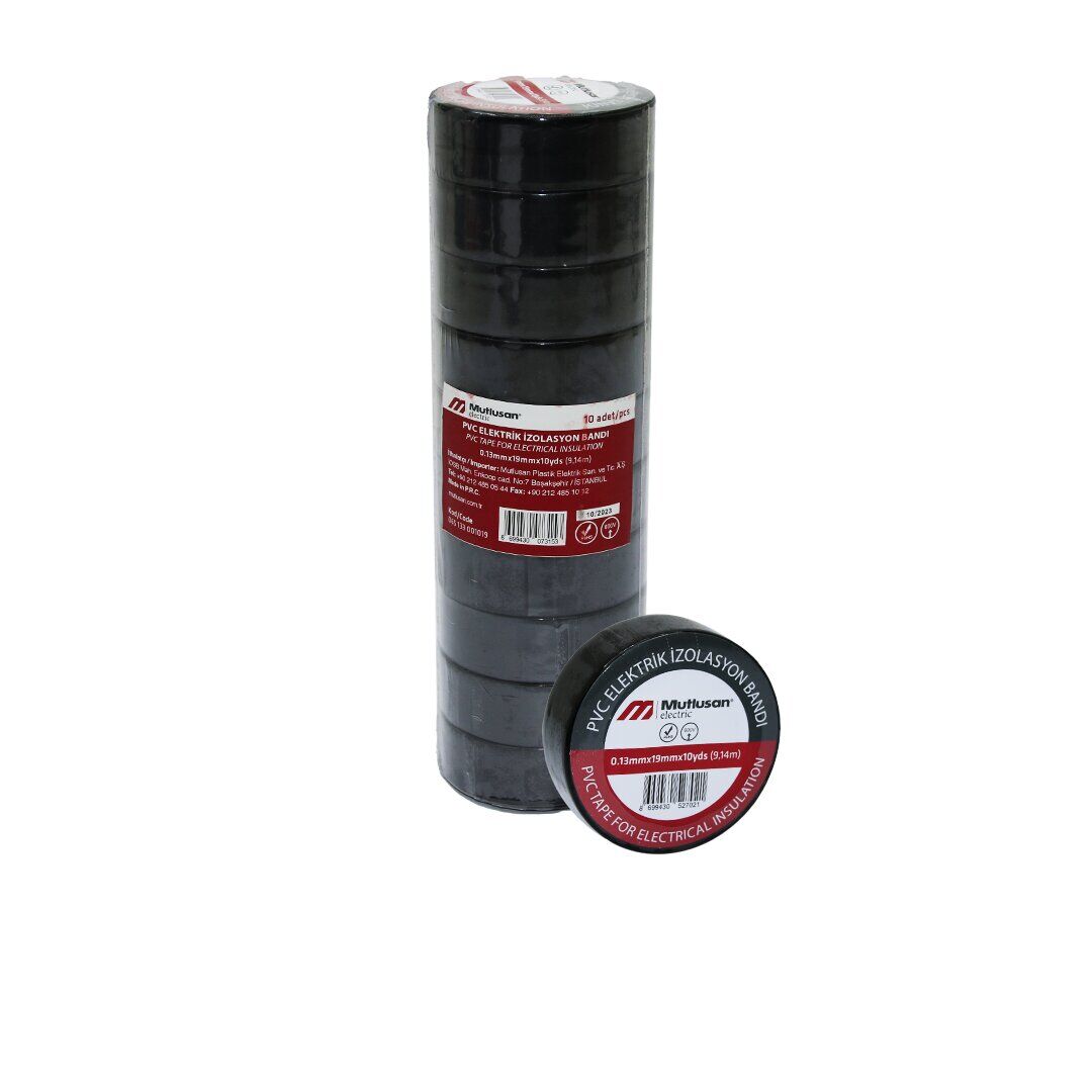 MUTLUSAN ( LÜX ) ( SİYAH ) PVC İZOLASYON ELEKTRİK BANTI ( 0.13X19X10YDS ) ( 9.14MM )*10X25