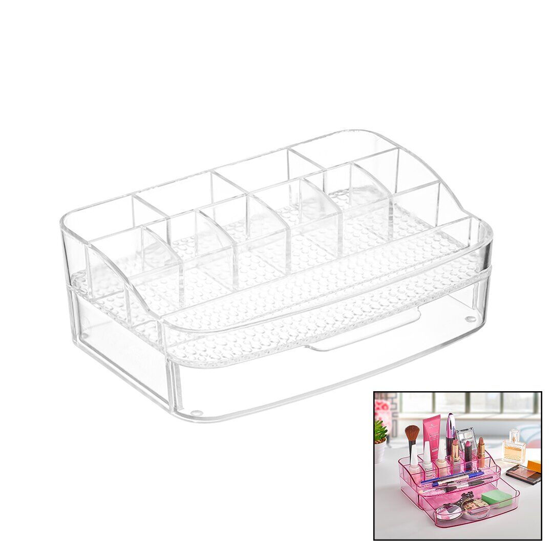 QLUX PERA L-00643 MAKYAJ ORGANİZERİ ( ÇEKMECELİ & 12 BÖLMELİ=2+ 4+ 6 ) ( MİKA & KRİSTAL PLASTİK )*12