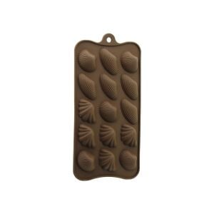 YAKUT-10302 ( 15 GÖZLÜ & DENİZ KABUK ŞEKİL MİX ) KAHVERENGİ SİLİKON ( ÇİKOLATA ) KALIP*12X20