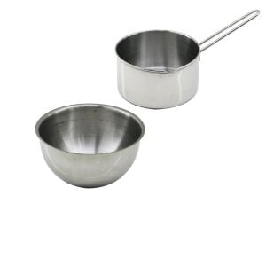 KRT-1076 ( 2PCS SET ) PASLANMAZ ÇELİK ( CHEFF SÜTLÜK & SOSLUK=14CM & DERİN KAP=17CM )*40