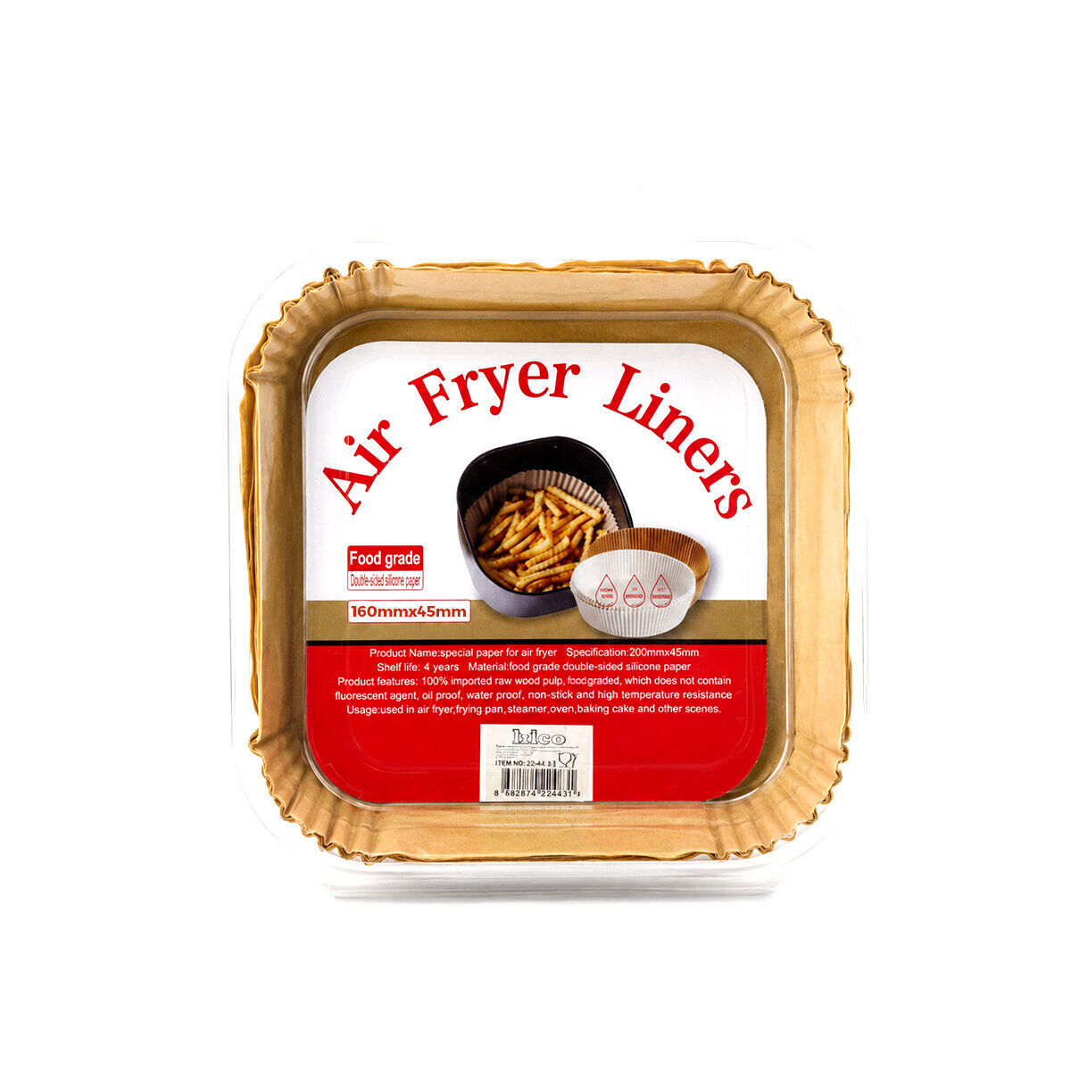 İBİCO İ22-461 ( 50PCS ) ( KARE TABAN: 16CM & KENAR: 4.5CM ) AİR FRYER PİŞİRME KALIP ( KAĞIT )*200